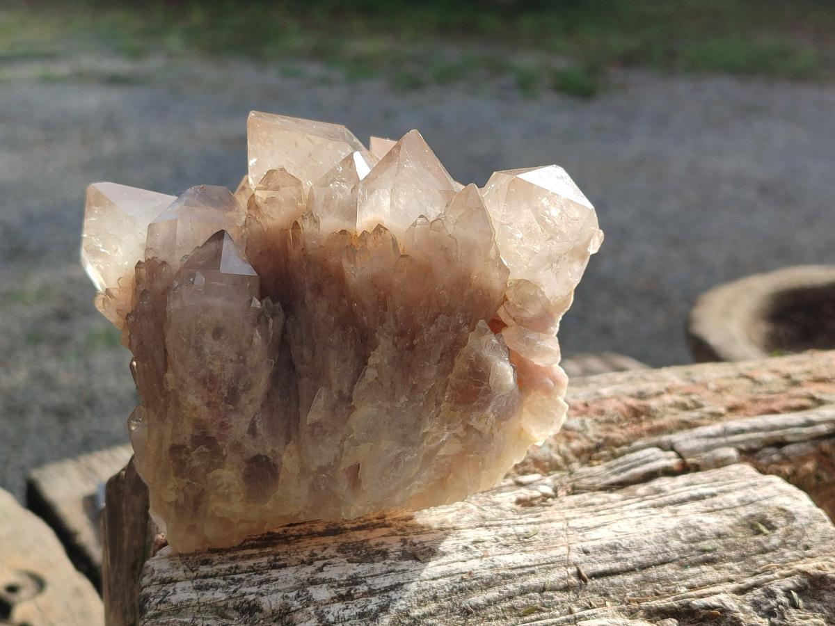 Natural Cascading White Phantom Smokey Luena Quartz Clusters x 3 From Luena, Congo - Toprock Gemstones and Minerals 