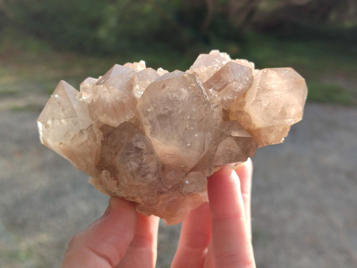 Natural Cascading White Phantom Smokey Luena Quartz Clusters x 3 From Luena, Congo - Toprock Gemstones and Minerals 