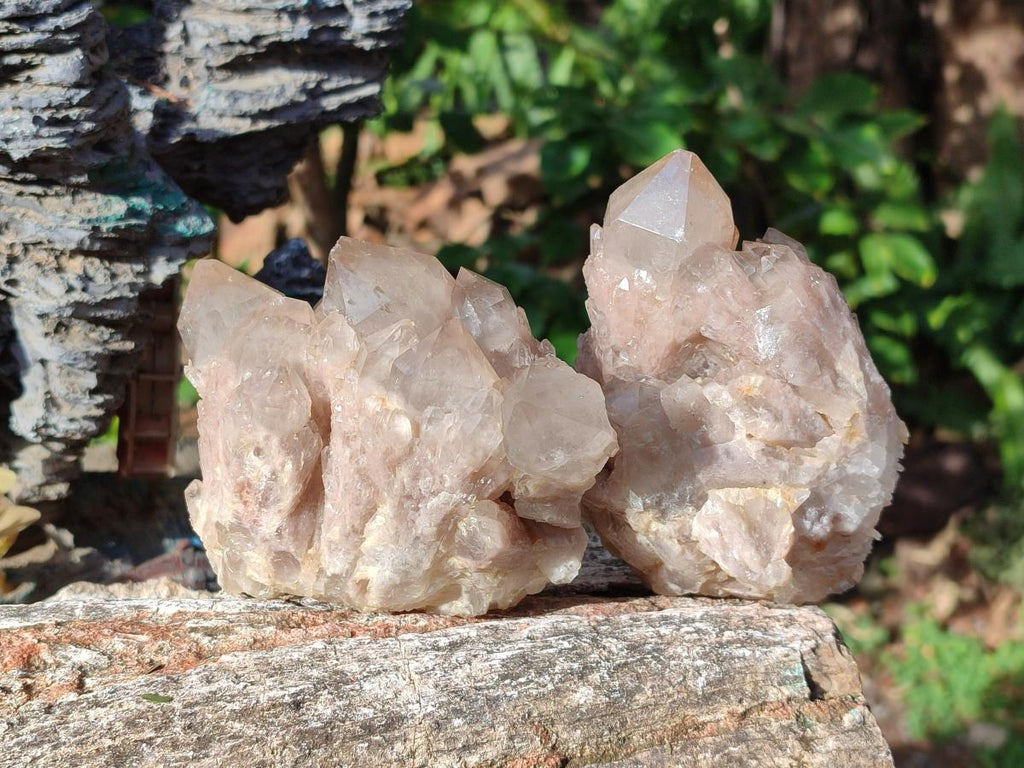 Natural Cascading White Phantom Smokey Luena Quartz Clusters x 3 From Luena, Congo - Toprock Gemstones and Minerals 