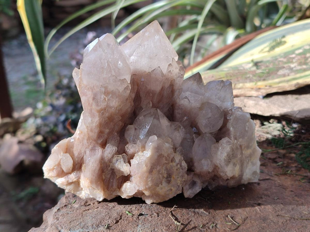 Natural Cascading White Phantom Smokey Luena Quartz Clusters x 3 From Luena, Congo - Toprock Gemstones and Minerals 