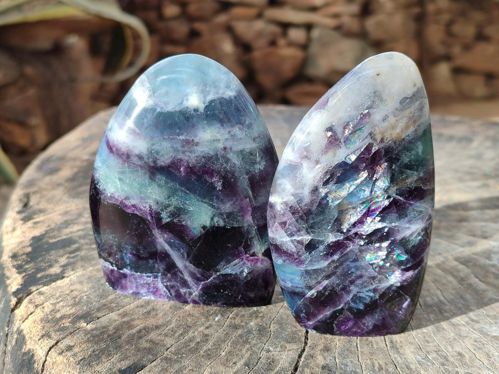 Polished Mix of Watermelon Fluorite Pieces x 6 From Uis, Namibia - Toprock Gemstones and Minerals 