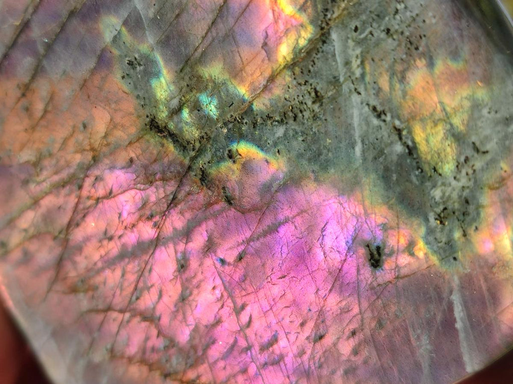 Polished Rare Purple Sunset Flash Labradorite Standing Display Piece x 2 From Madagascar - Toprock Gemstones and Minerals 