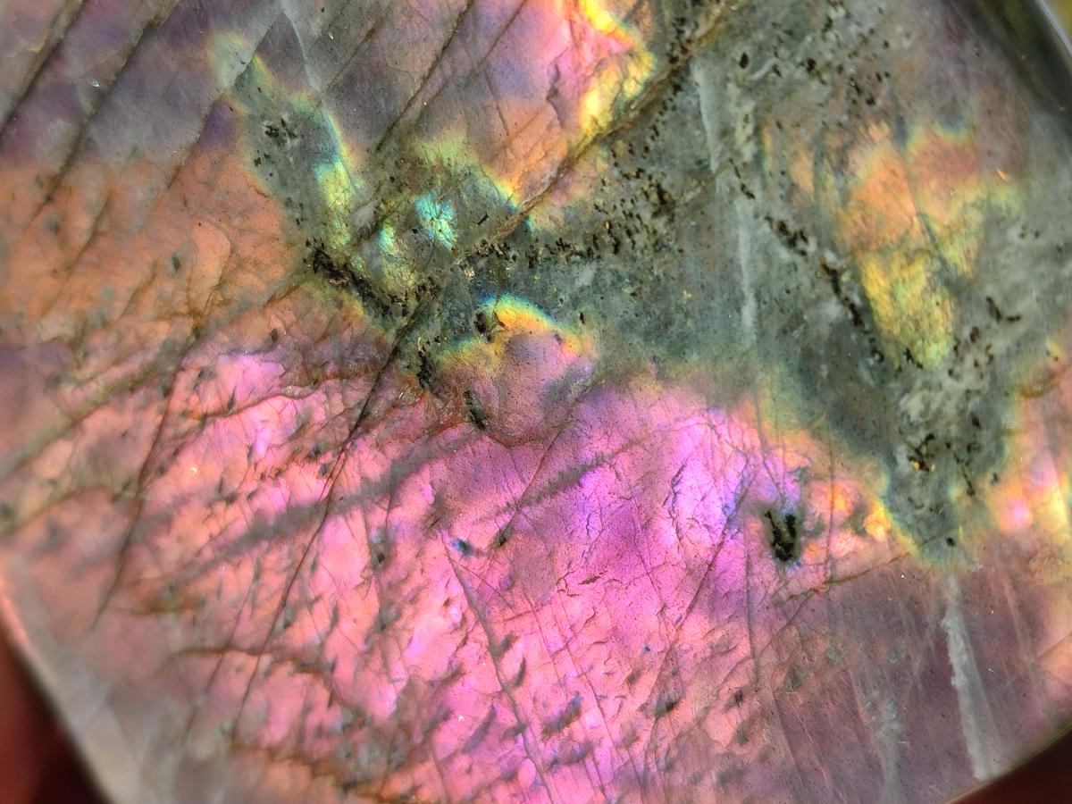 Polished Rare Purple Sunset Flash Labradorite Standing Display Piece x 2 From Madagascar - Toprock Gemstones and Minerals 
