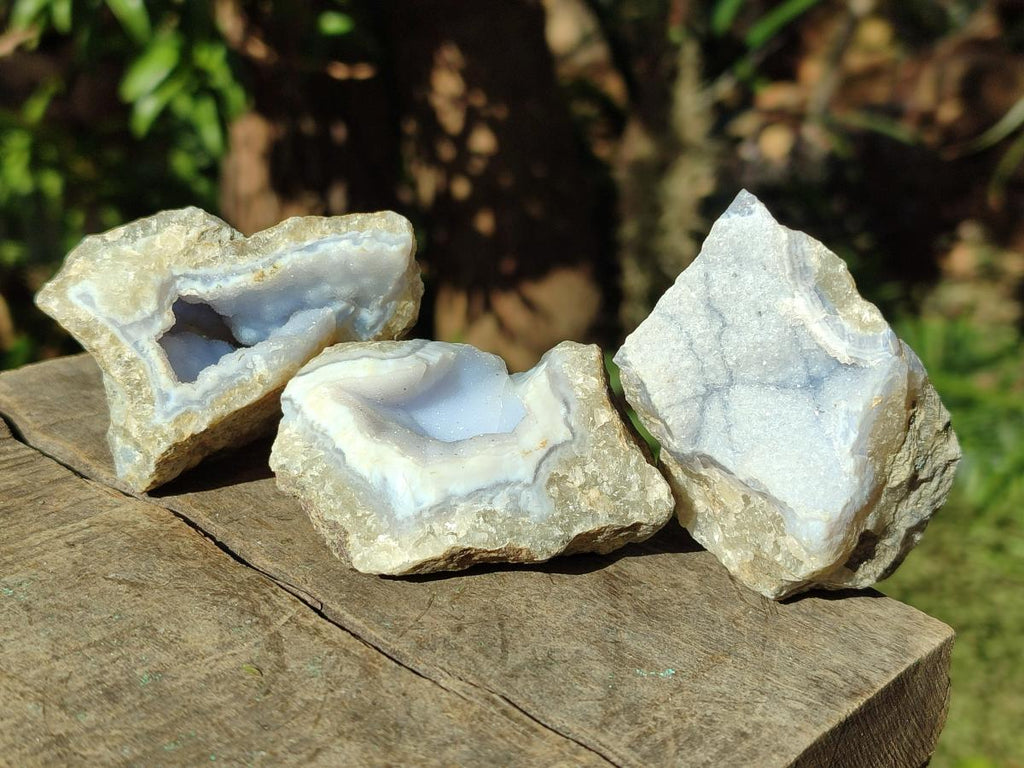 Natural Blue Lace Agate Geode Specimens x 35 From Nsanje, Malawi - Toprock Gemstones and Minerals 