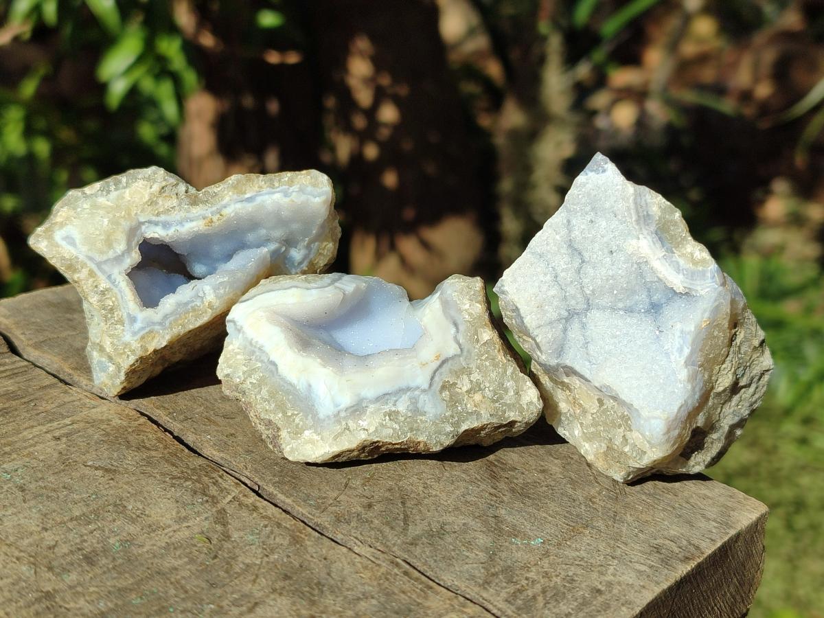 Natural Blue Lace Agate Geode Specimens x 35 From Nsanje, Malawi - Toprock Gemstones and Minerals 