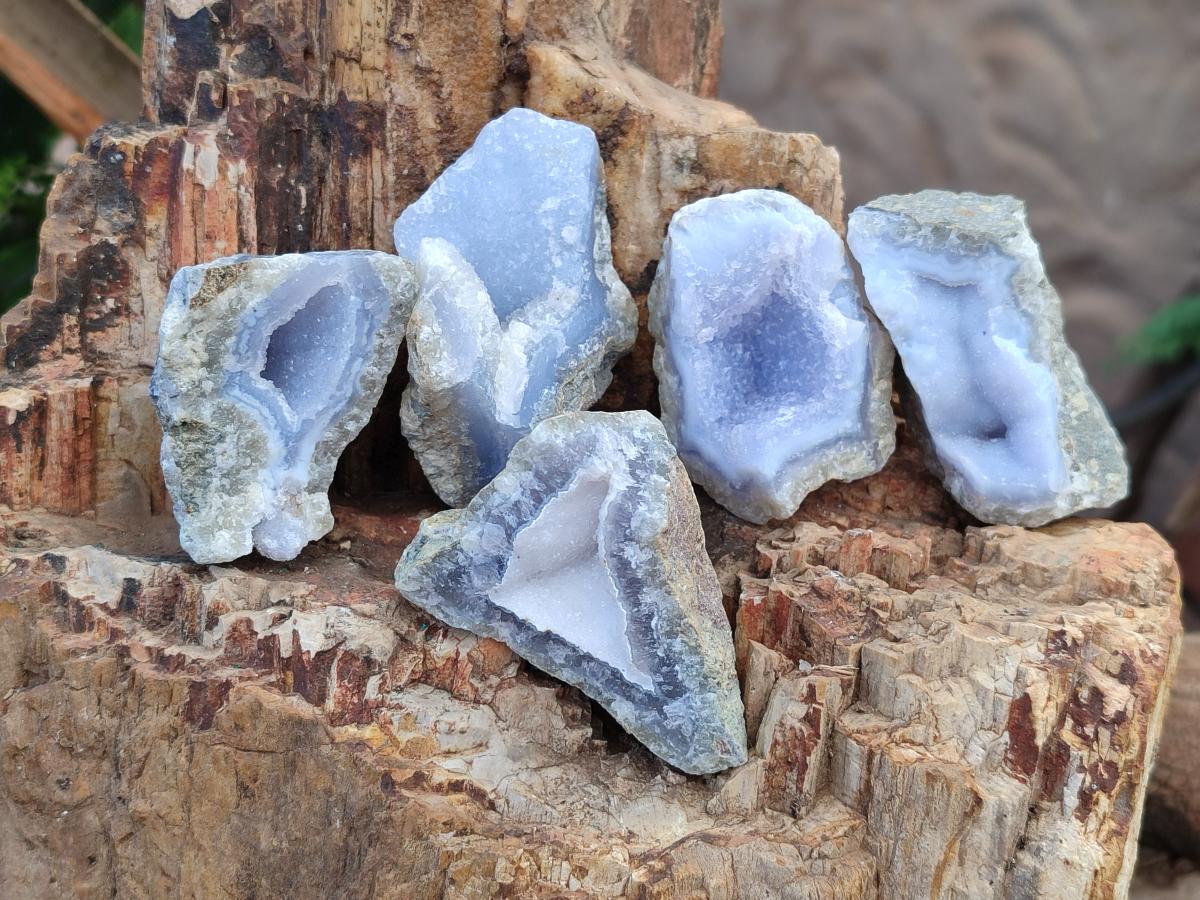 Natural Blue Lace Agate Geode Specimens x 35 From Nsanje, Malawi - Toprock Gemstones and Minerals 