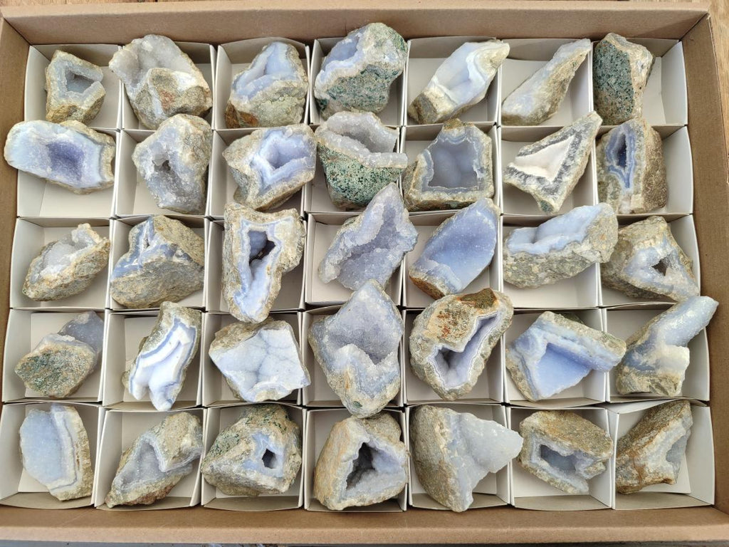 Natural Blue Lace Agate Geode Specimens x 35 From Nsanje, Malawi - Toprock Gemstones and Minerals 
