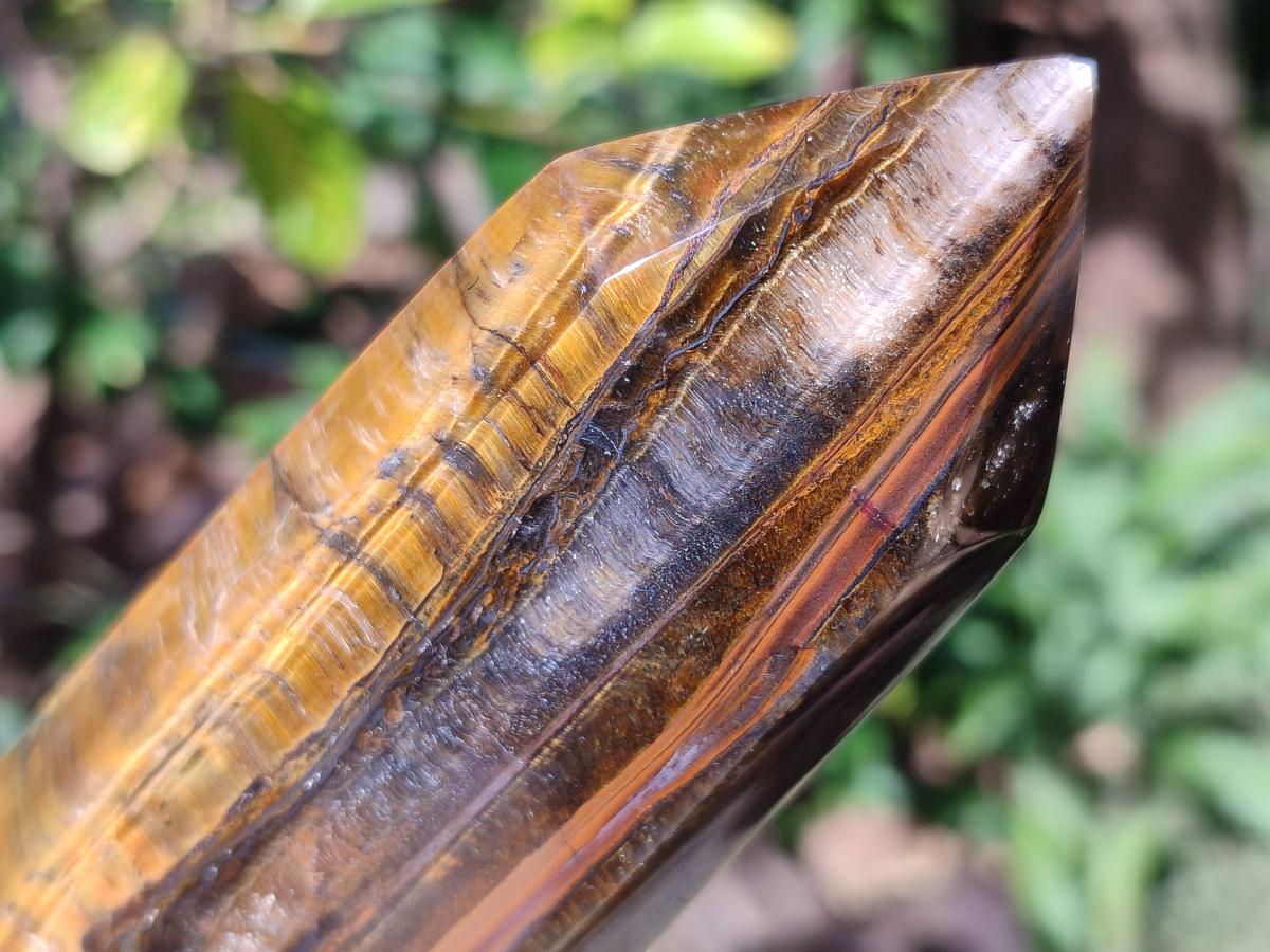 Polished Large Golden Tigers Eye Display Crystals x 2 From Prieska, South Africa - Toprock Gemstones and Minerals 