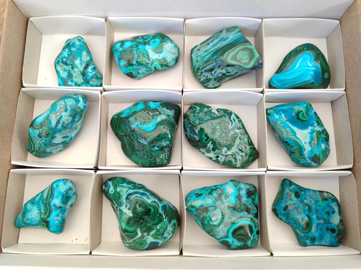Polished Malacolla Free Forms x 12 From Kulukuluku, Congo - Toprock Gemstones and Minerals 