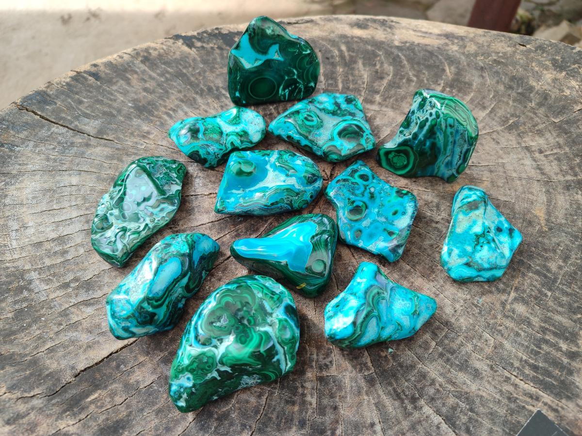 Polished Malacolla Free Forms x 12 From Kulukuluku, Congo - Toprock Gemstones and Minerals 