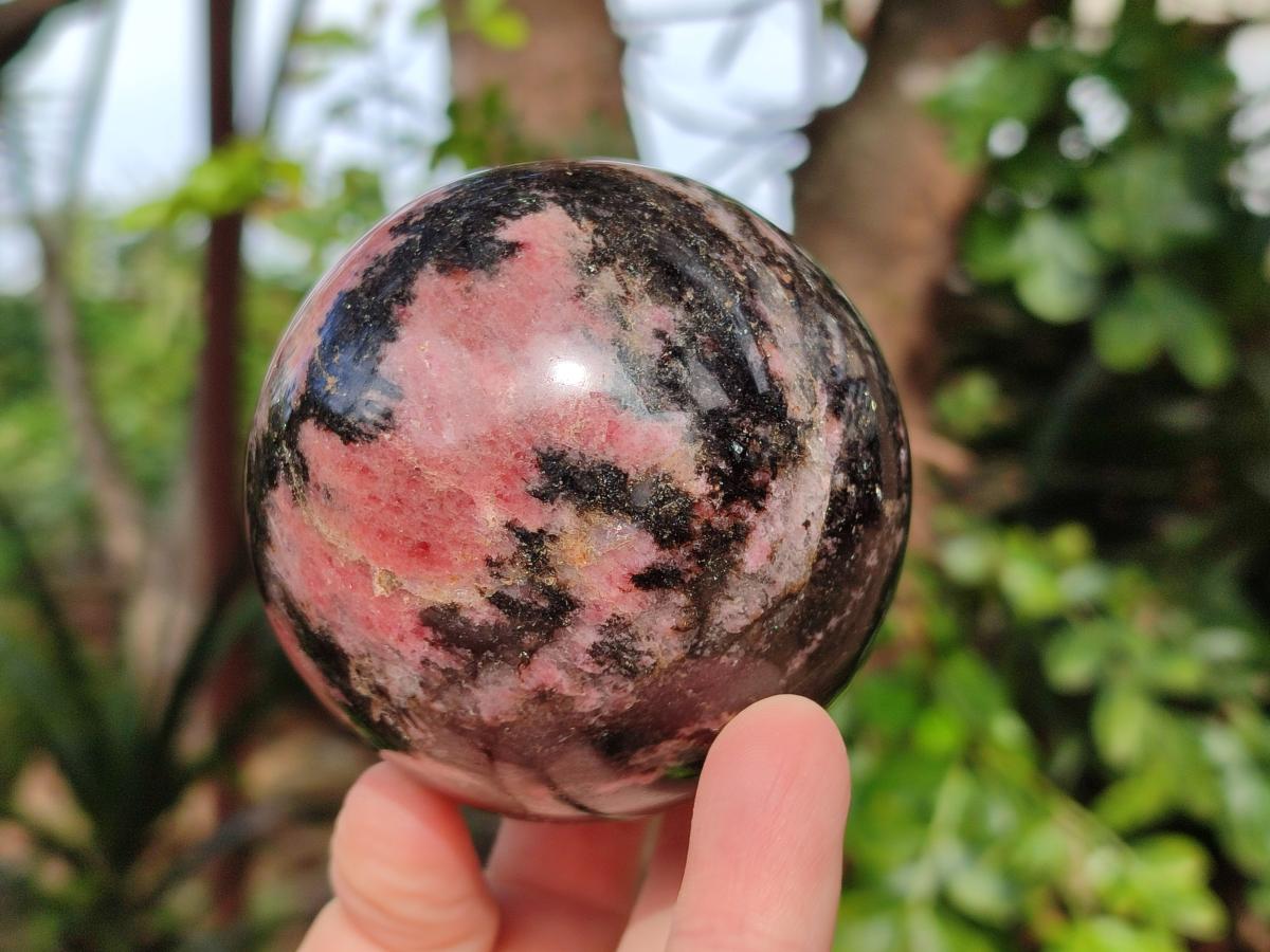 Polished Rhodonite Gemstone Spheres x 2 From Ambindavato, Madagascar - Toprock Gemstones and Minerals 