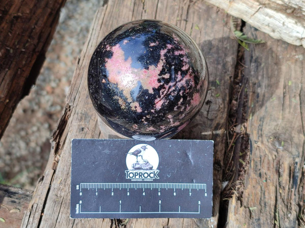 Polished Rhodonite Gemstone Spheres x 2 From Ambindavato, Madagascar - Toprock Gemstones and Minerals 
