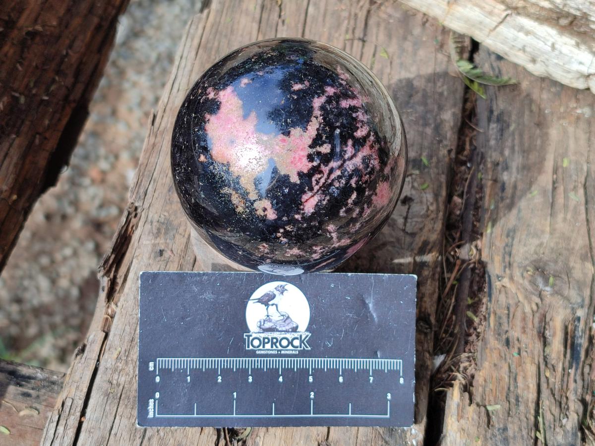 Polished Rhodonite Gemstone Spheres x 2 From Ambindavato, Madagascar - Toprock Gemstones and Minerals 