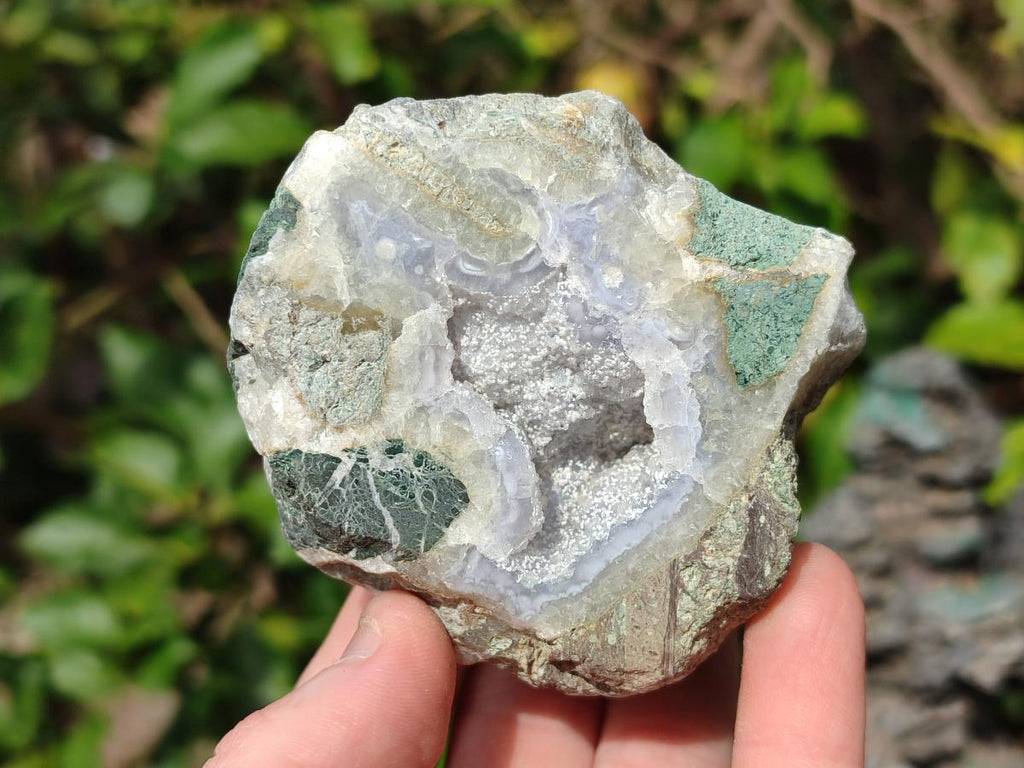 Polished On One Side Blue Lace Agate Geodes x 6 From Nsanje, Malawi - Toprock Gemstones and Minerals 