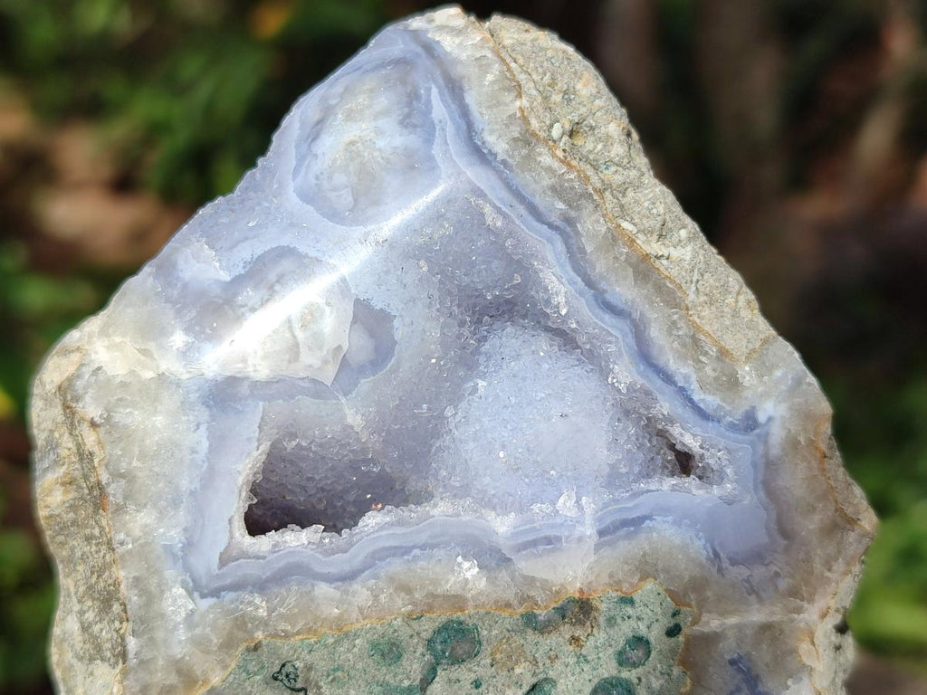 Polished On One Side Blue Lace Agate Geodes x 6 From Nsanje, Malawi - Toprock Gemstones and Minerals 