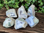 Polished On One Side Blue Lace Agate Geodes x 6 From Nsanje, Malawi - Toprock Gemstones and Minerals 