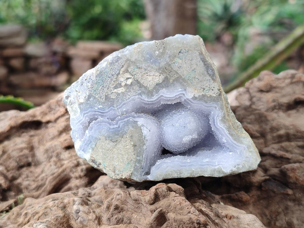 Polished On One Side Blue Lace Agate Geodes x 6 From Nsanje, Malawi - Toprock Gemstones and Minerals 