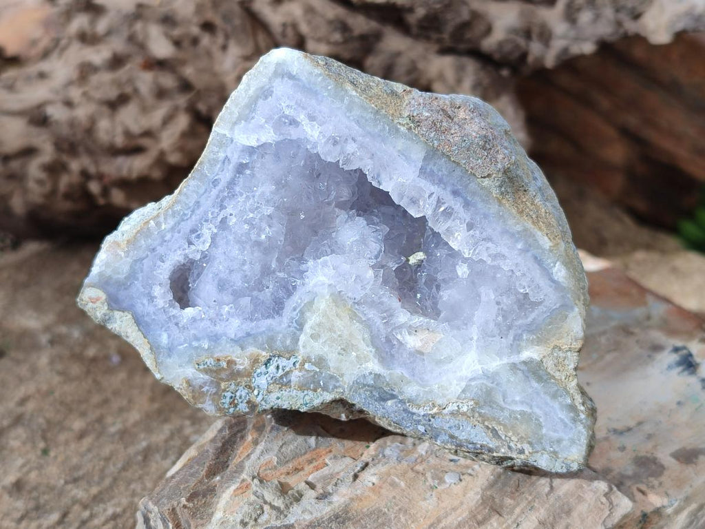 Polished On One Side Blue Lace Agate Geodes x 6 From Nsanje, Malawi - Toprock Gemstones and Minerals 