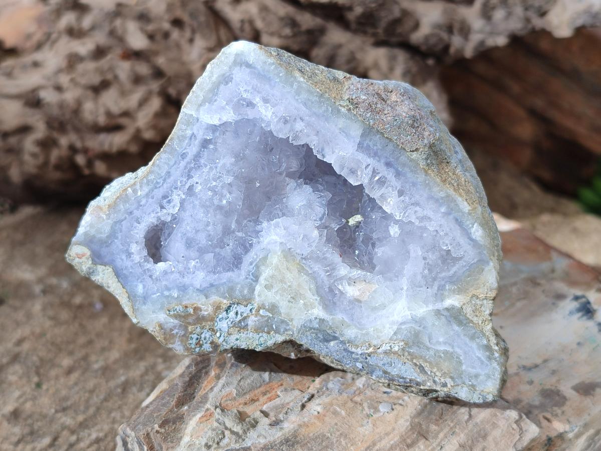 Polished On One Side Blue Lace Agate Geodes x 6 From Nsanje, Malawi - Toprock Gemstones and Minerals 