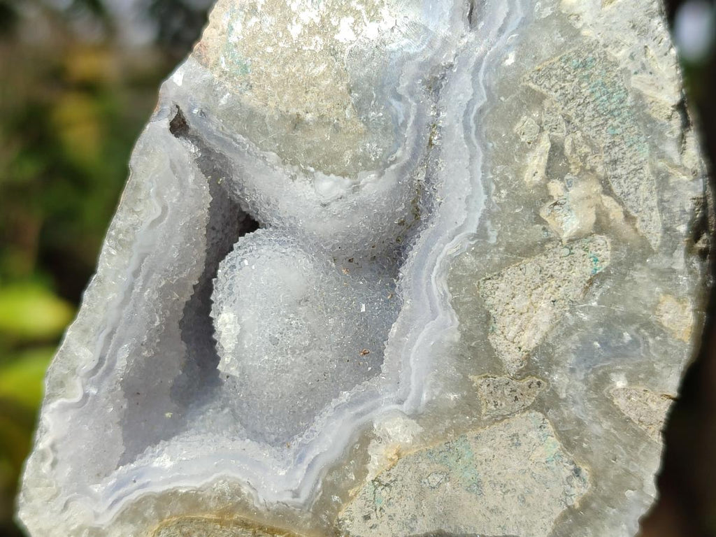 Polished On One Side Blue Lace Agate Geodes x 6 From Nsanje, Malawi - Toprock Gemstones and Minerals 