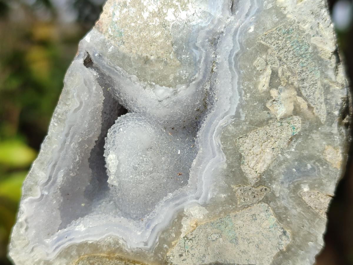 Polished On One Side Blue Lace Agate Geodes x 6 From Nsanje, Malawi - Toprock Gemstones and Minerals 