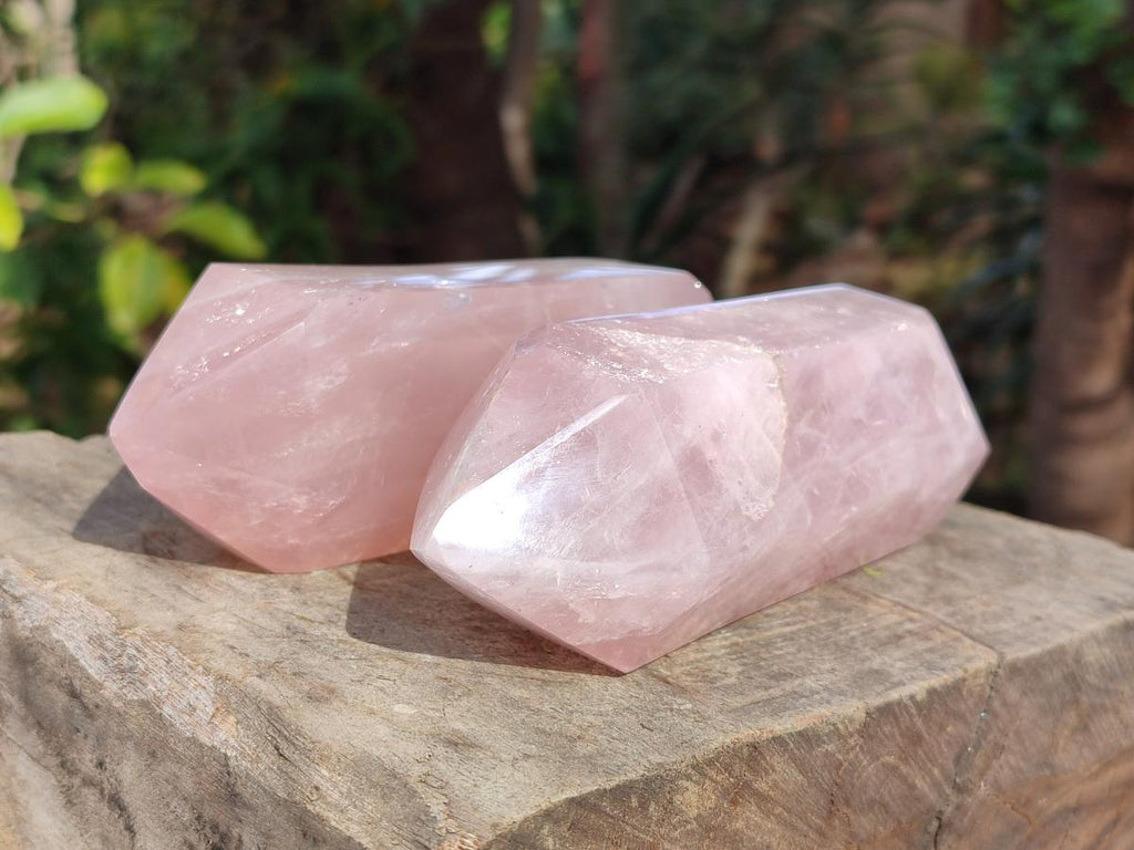 Polished Double Terminated Gemmy Rose Quartz Crystals x 6 From Madagascar - Toprock Gemstones and Minerals 