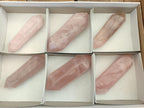 Polished Double Terminated Gemmy Rose Quartz Crystals x 6 From Madagascar - Toprock Gemstones and Minerals 