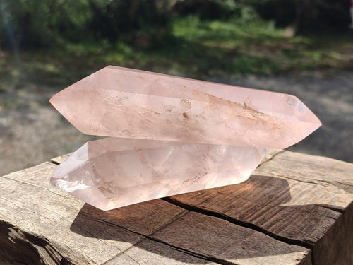 Polished Double Terminated Gemmy Rose Quartz Crystals x 6 From Madagascar - Toprock Gemstones and Minerals 