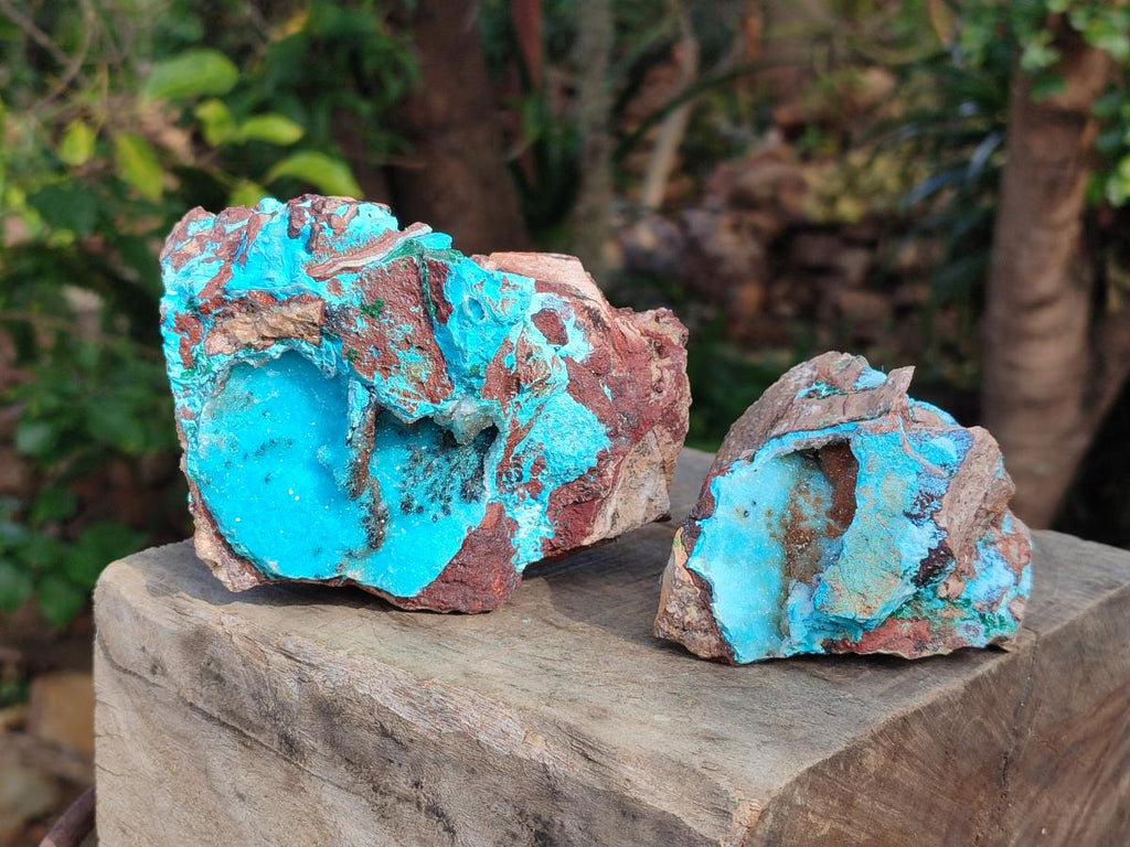 Natural Drusy Coated Chrysocolla Specimens with Copper and Heterogenite x 2 From Lupoto Mine, Congo - Toprock Gemstones and Minerals 