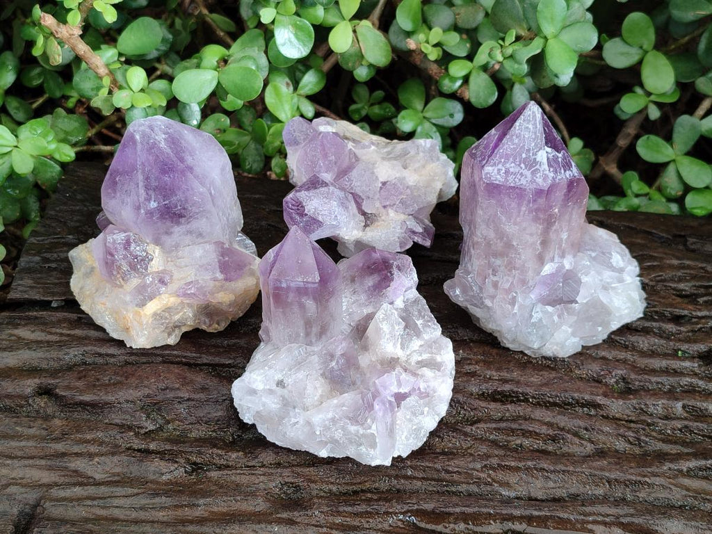 Natural Jacaranda Amethyst Crystals and Clusters x 4 From Mumbwa, Zambia - Toprock Gemstones and Minerals 