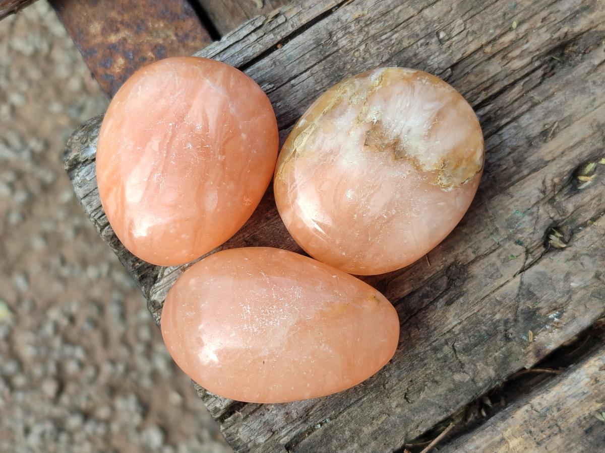 Polished Orange Twist Calcite Galets x 12 From Maevantanana, Madagascar - Toprock Gemstones and Minerals 