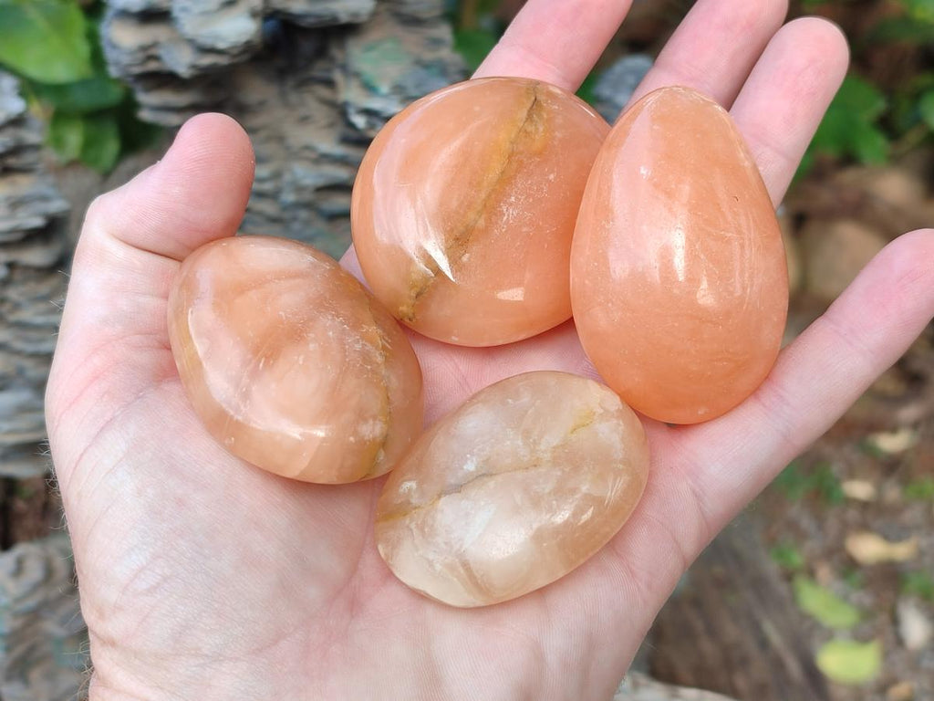 Polished Orange Twist Calcite Galets x 12 From Maevantanana, Madagascar - Toprock Gemstones and Minerals 