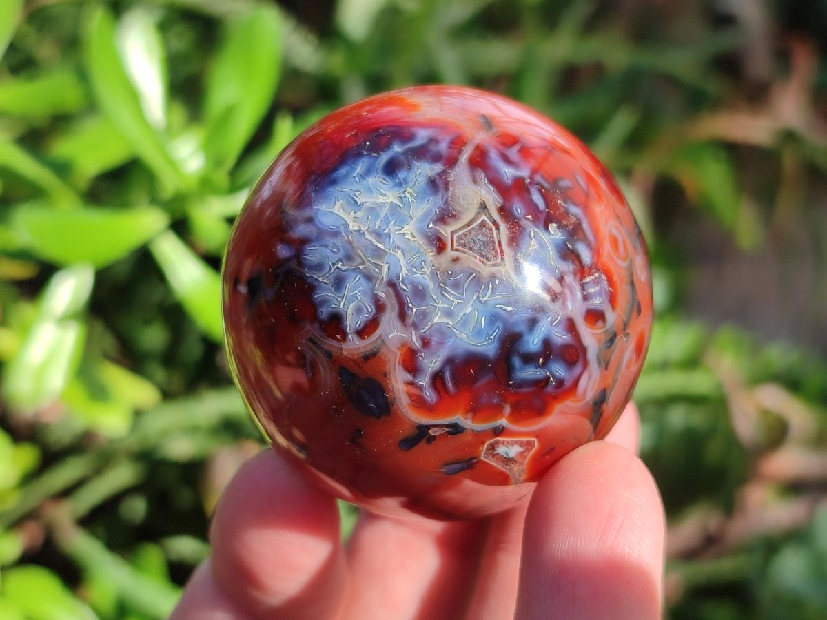 Polished Carnelian Agate Gemstone Spheres x 6 From Madagascar - Toprock Gemstones and Minerals 