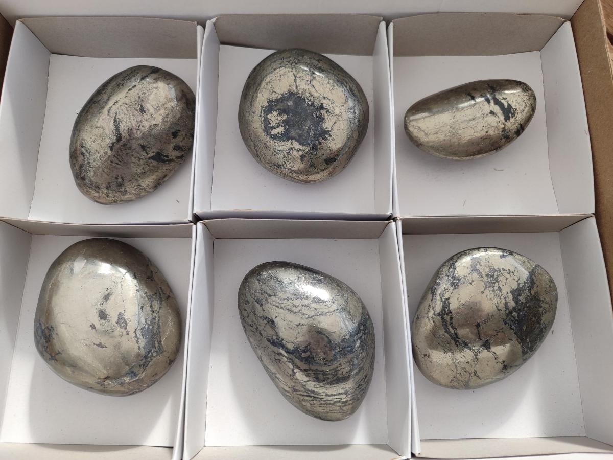 Polished Basalt Pharaoh Stone Galets x 6 From Iron Duke Mine, Zimbabwe - Toprock Gemstones and Minerals 