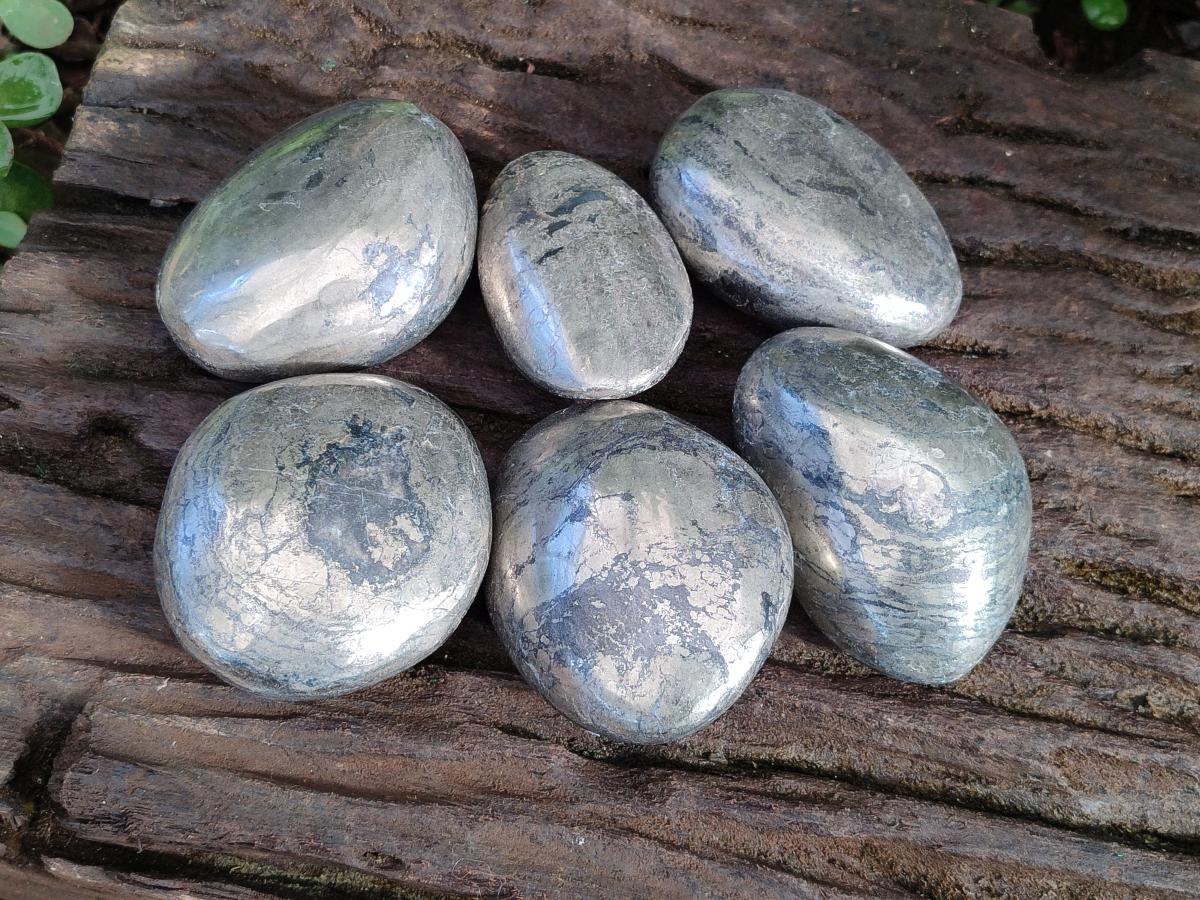 Polished Basalt Pharaoh Stone Galets x 6 From Iron Duke Mine, Zimbabwe - Toprock Gemstones and Minerals 