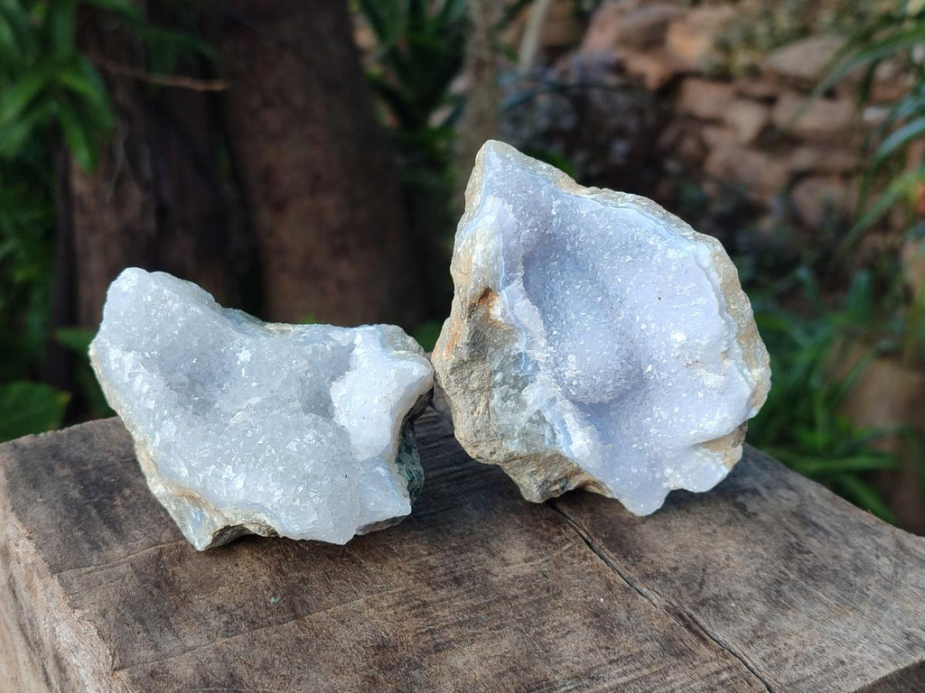 Natural Blue Lace Agate Geode Specimens x 6 From Nsanje, Malawi - Toprock Gemstones and Minerals 