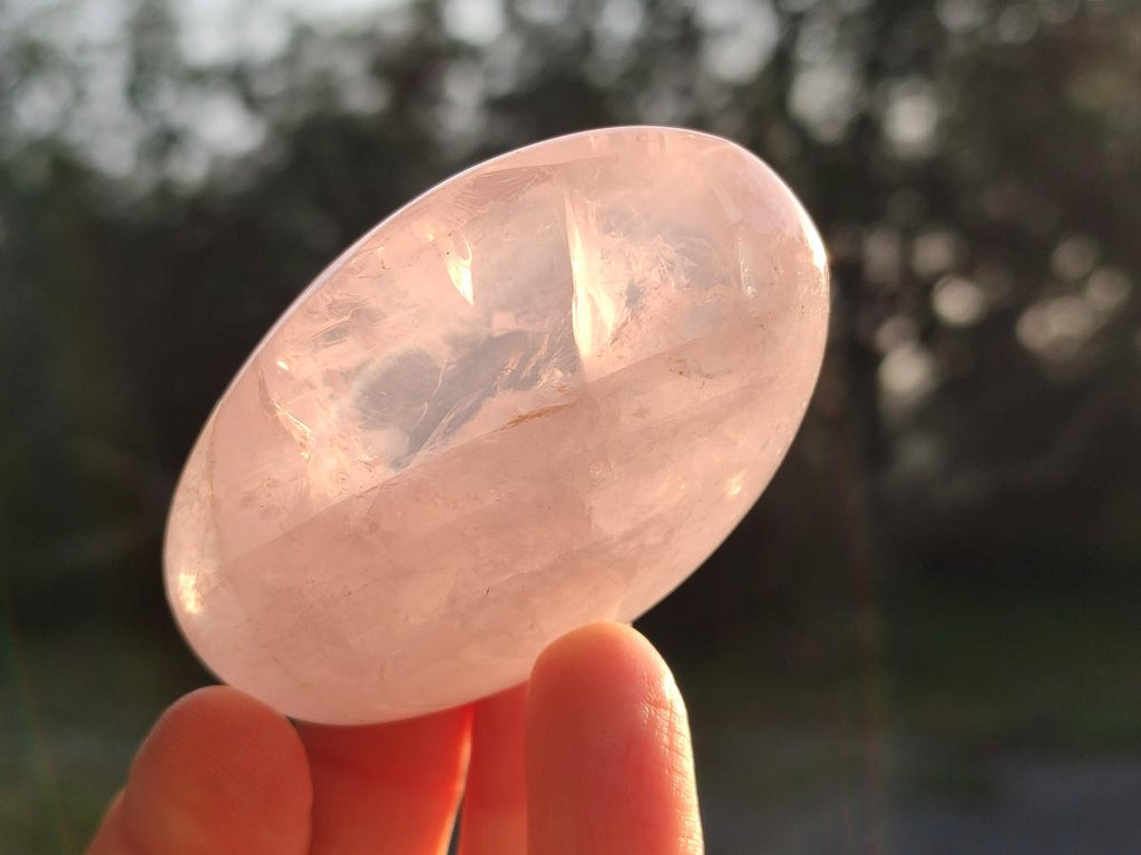 Polished Gemmy Rose Quartz Palm Stones x 24 From Madagascar - Toprock Gemstones and Minerals 