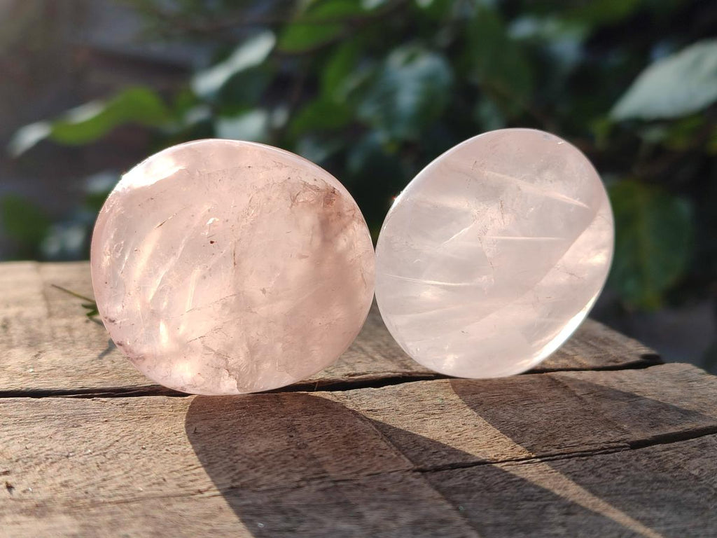 Polished Gemmy Rose Quartz Palm Stones x 24 From Madagascar - Toprock Gemstones and Minerals 
