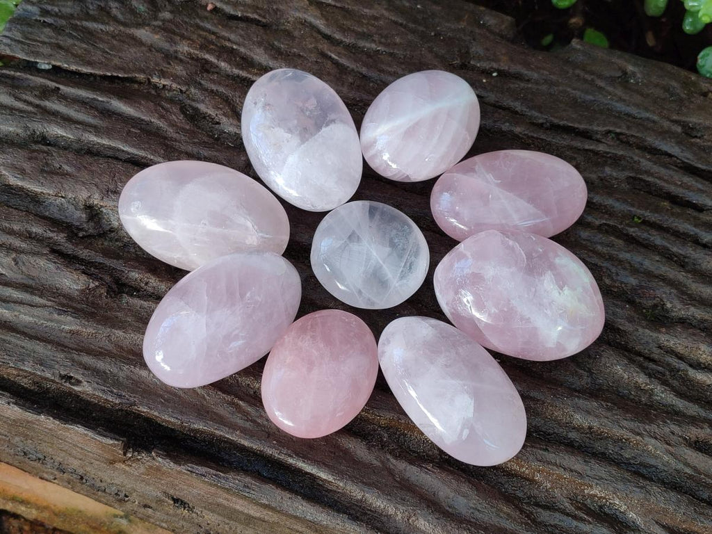 Polished Gemmy Rose Quartz Palm Stones x 24 From Madagascar - Toprock Gemstones and Minerals 