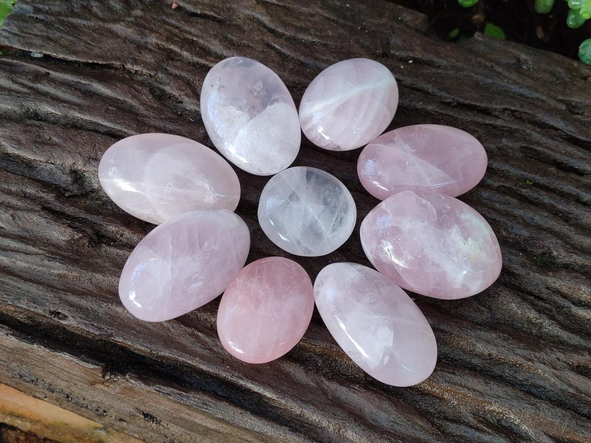 Polished Gemmy Rose Quartz Palm Stones x 24 From Madagascar - Toprock Gemstones and Minerals 