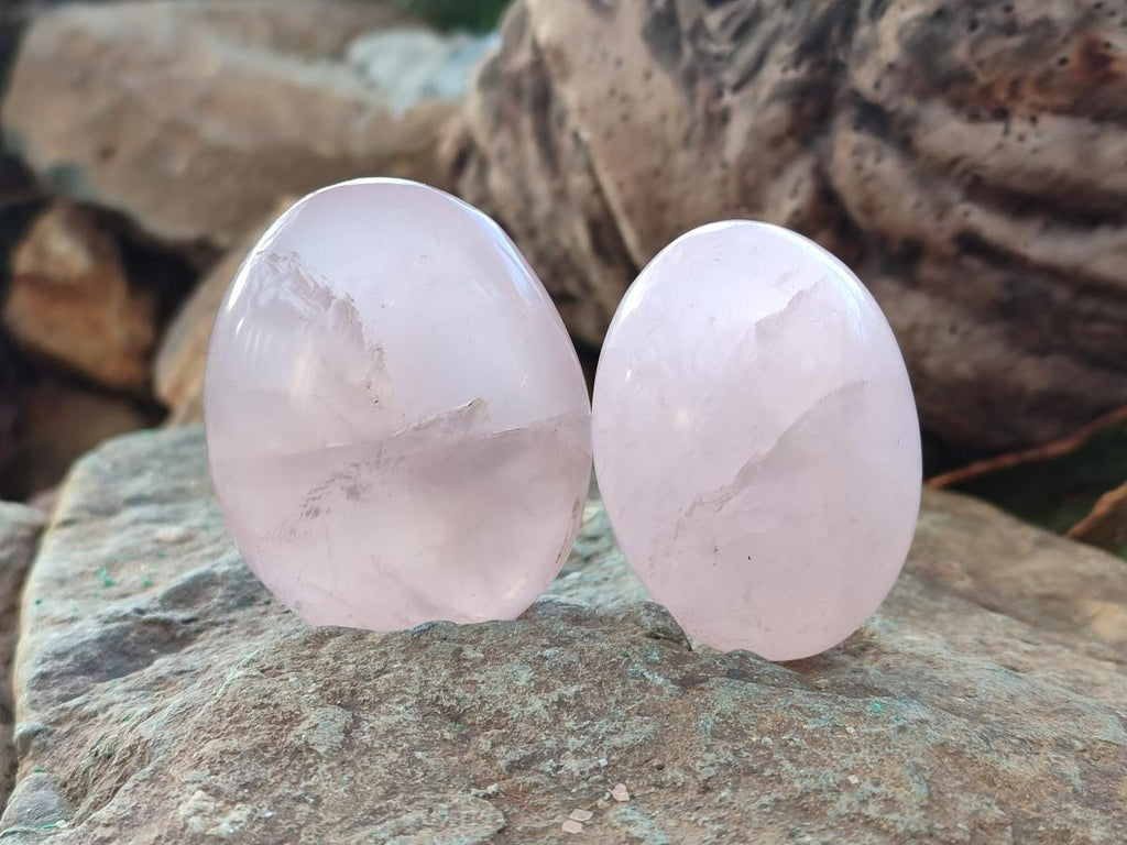 Polished Gemmy Rose Quartz Palm Stones x 24 From Madagascar - Toprock Gemstones and Minerals 