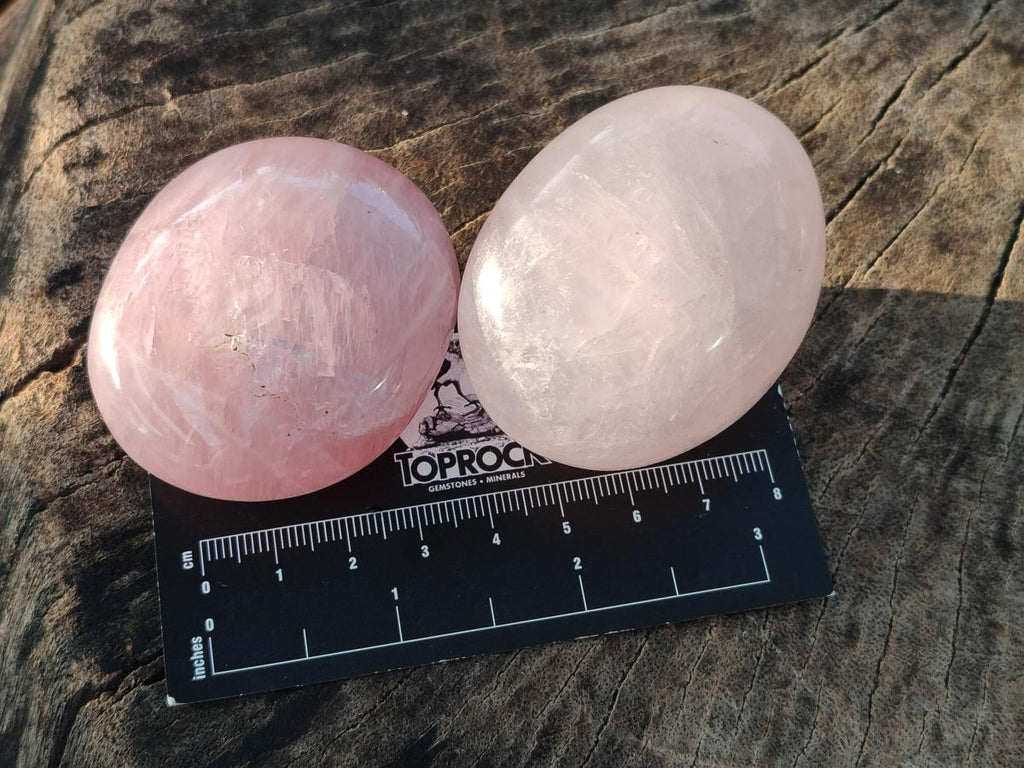 Polished Gemmy Rose Quartz Palm Stones x 24 From Madagascar - Toprock Gemstones and Minerals 