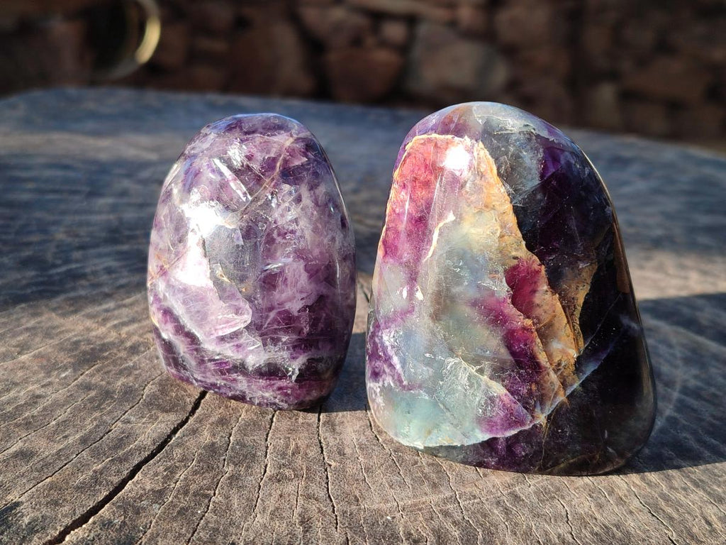 Polished Mix of Watermelon Fluorite Pieces x 12 From Uis, Namibia - Toprock Gemstones and Minerals 