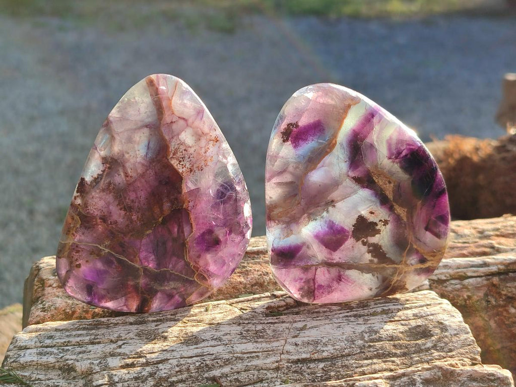 Polished Mix of Watermelon Fluorite Pieces x 12 From Uis, Namibia - Toprock Gemstones and Minerals 