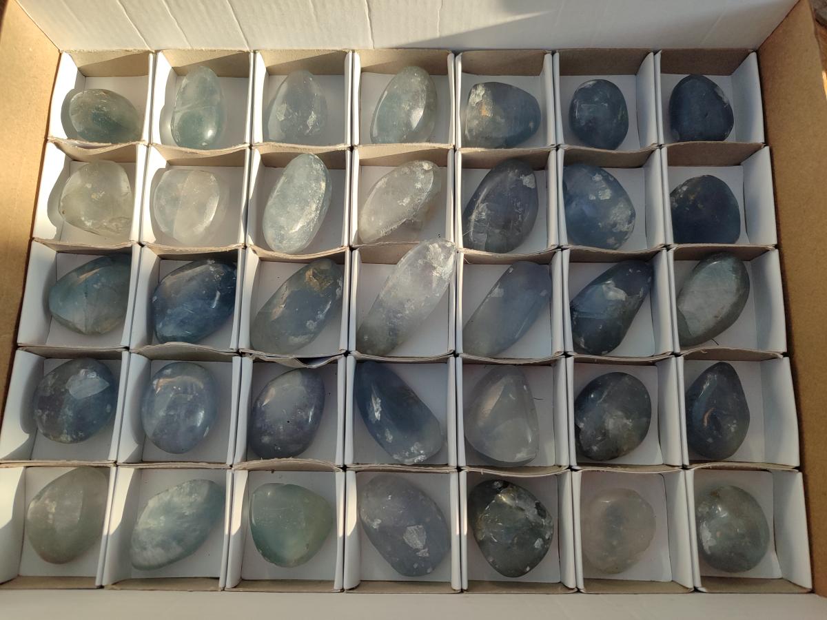 Polished Blue Celestite Free Forms x 35 From Sakoany, Madagascar - Toprock Gemstones and Minerals 