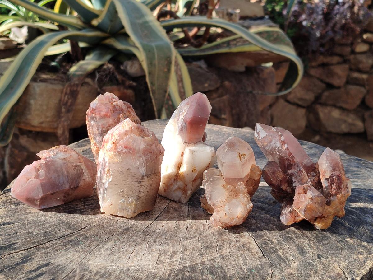 Natural Red Hematoid Quartz Crystals and Clusters x 6 From Karoi, Zimbabwe - Toprock Gemstones and Minerals 