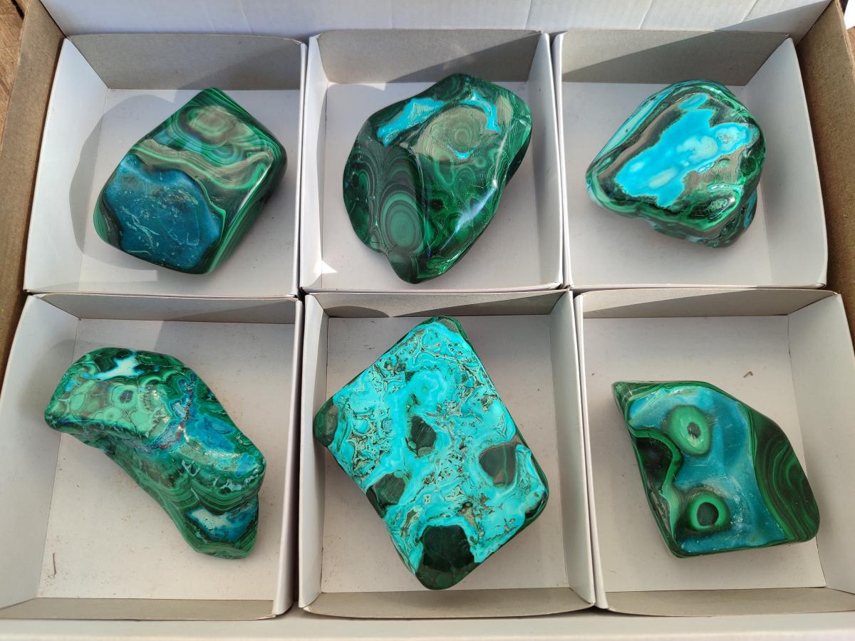 Polished Malacolla Free Forms x 6 From Kulukuluku, Congo - Toprock Gemstones and Minerals 