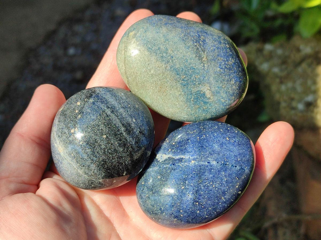 Polished Lazulite Galets x 24 From Madagascar - Toprock Gemstones and Minerals 