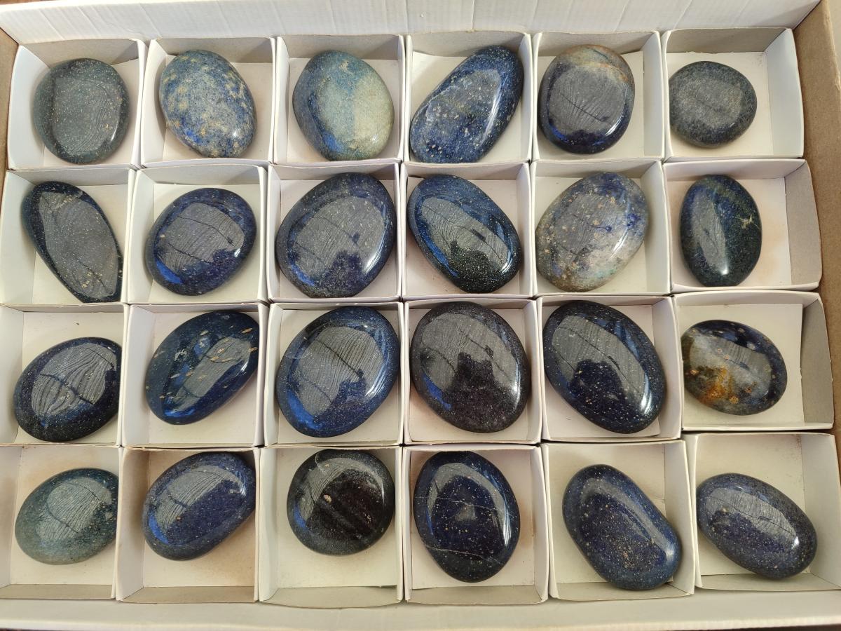 Polished Lazulite Galets x 24 From Madagascar - Toprock Gemstones and Minerals 
