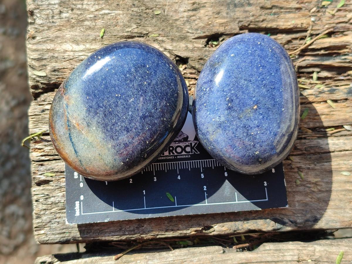 Polished Lazulite Galets x 24 From Madagascar - Toprock Gemstones and Minerals 